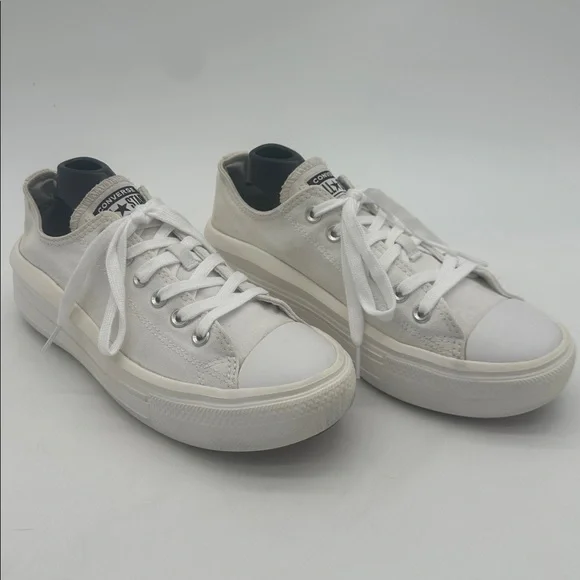 Chuck Taylor All Star Move White Classic Canvas Platform Lace up Women Size 9.5 - Picture 6 of 15